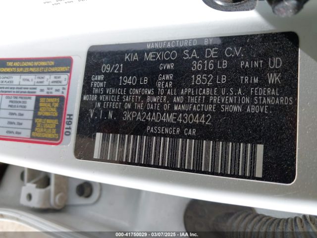3KPA24AD4ME430442 KIA RIO LX