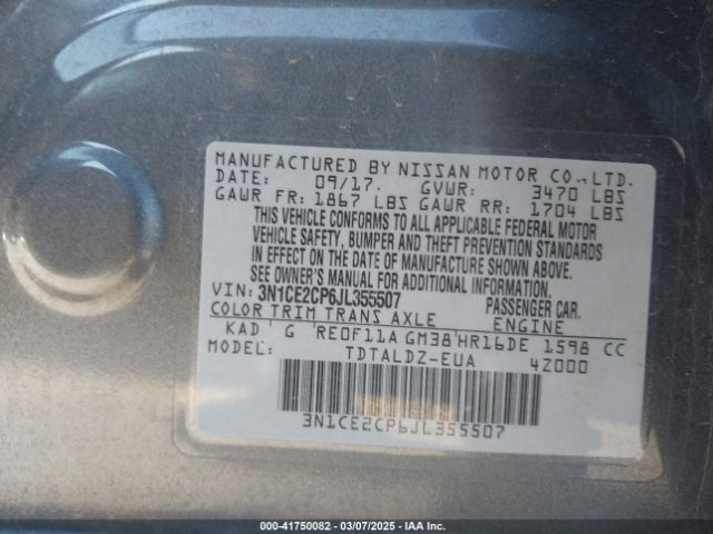2018 NISSAN VERSA NOTE 3N1CE2CP6JL355507 Photo 8
