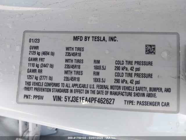2023 TESLA MODEL 3 5YJ3E1EA4PF462627 Photo 8