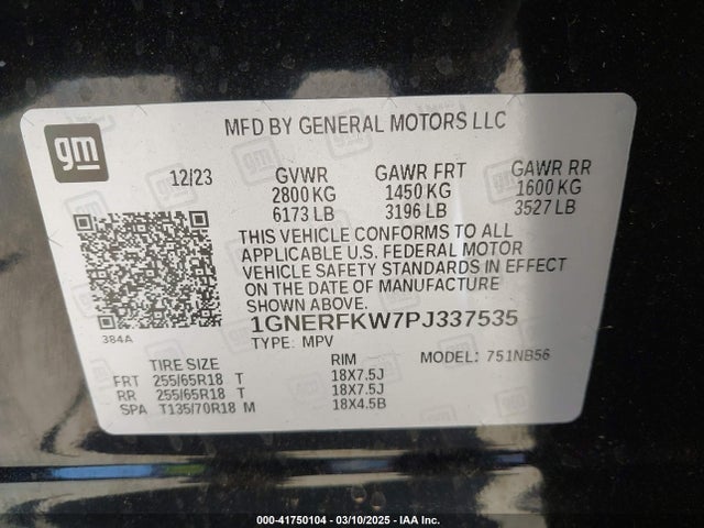 1GNERFKW7PJ337535 Chevrolet Traverse Fwd Ls