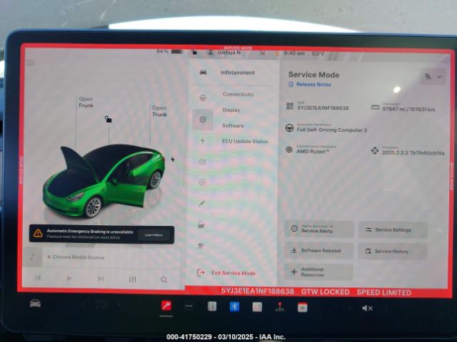 5YJ3E1EA1NF188638 Tesla Model 3 Rear-wheel Drive