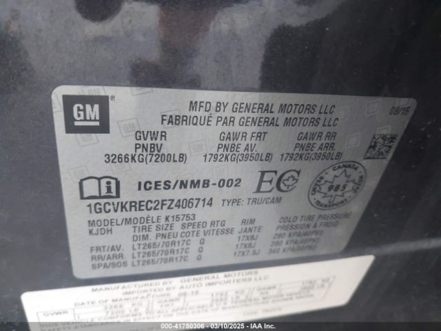 2015 CHEVROLET SILVERADO 1500 1GCVKREC2FZ406714 Photo 8