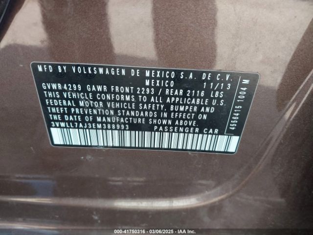 3VWLL7AJ3EM388993 Volkswagen 2014