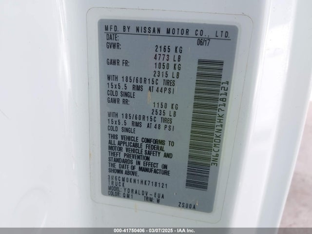 3N6CM0KN1HK718121 Nissan Nv200 S