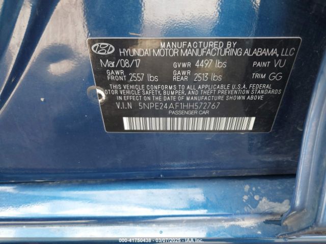 5NPE24AF1HH572767 Hyundai Sonata