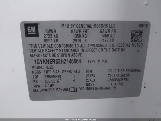 2017 CADILLAC XT5 1GYKNERS3HZ146664 Photo 8