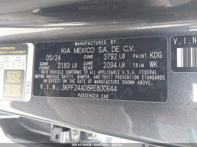 3KPF24AD8RE800644 KIA Forte Lxs