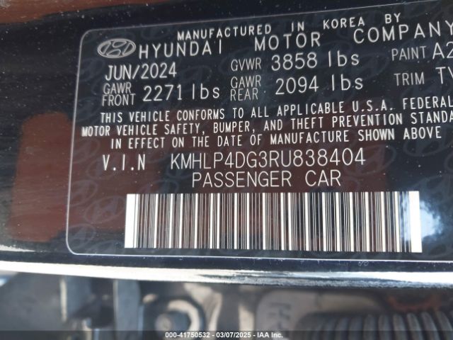 KMHLP4DG3RU838404 Hyundai Elantra Limited