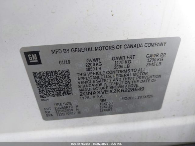 2019 CHEVROLET EQUINOX 2GNAXVEX2K6228649 Photo 8
