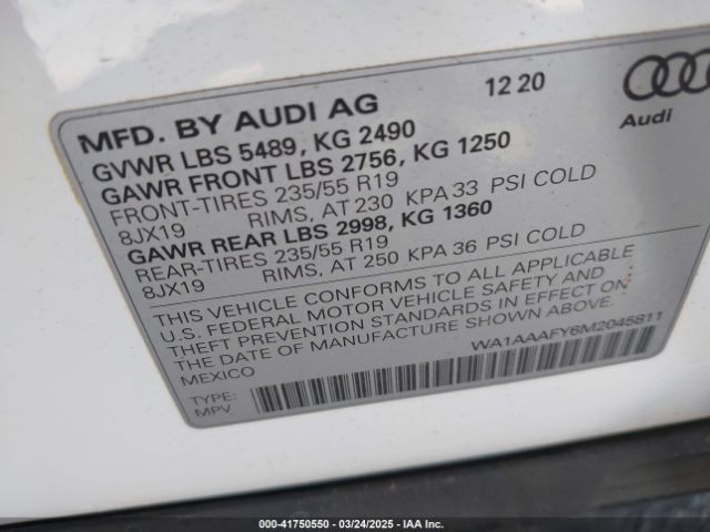 WA1AAAFY6M2045811 Audi Q5 Premium 45 Tfsi Quattro S Tronic