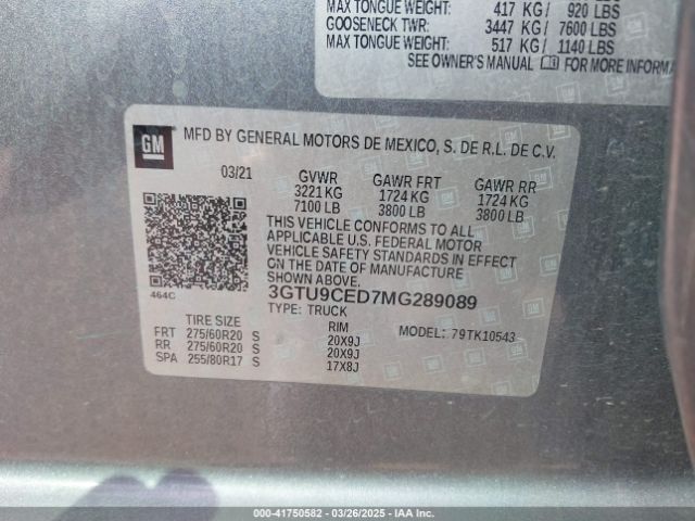 3GTU9CED7MG289089 GMC Sierra 1500 4wd  Short Box Elevation