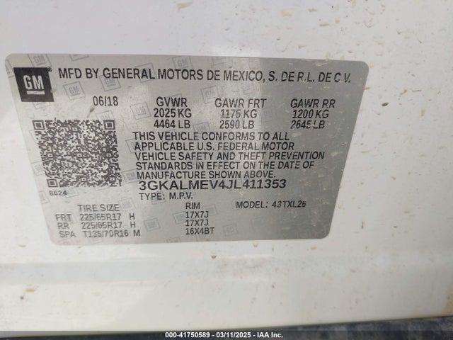3GKALMEV4JL411353 GMC Terrain Sle