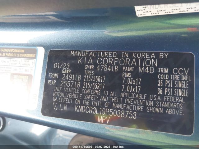 KNDCR3L19P5038753 KIA Niro Ev Wind