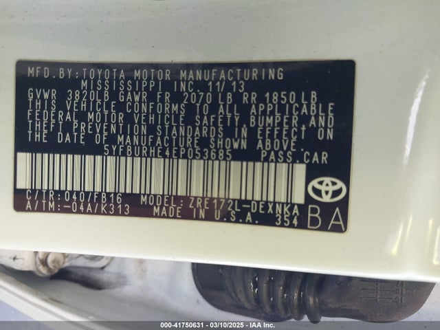 Toyota COROLLA LE 2014 5YFBURHE4EP053685 Image 9