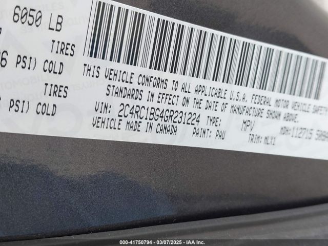 2C4RC1BG4GR231224 Chrysler Town & Country Touring