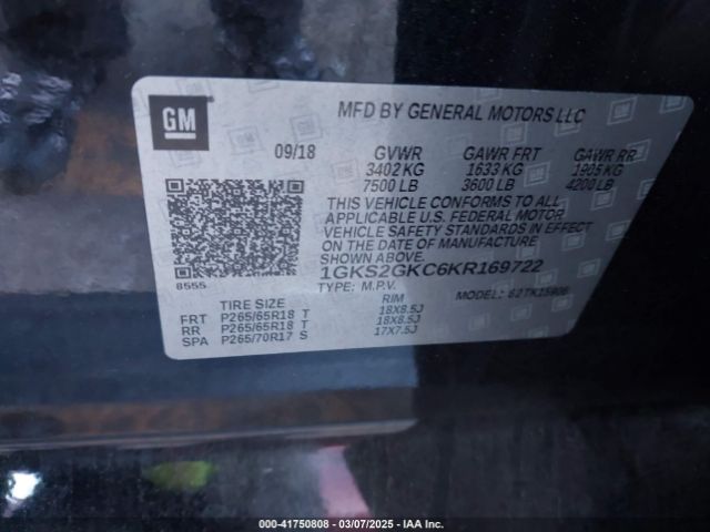 1GKS2GKC6KR169722 GMC Yukon Xl Slt