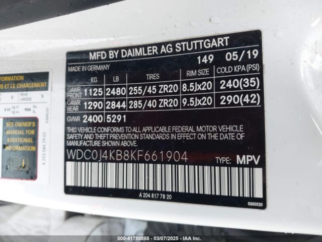WDC0J4KB8KF661904 Mercedes-Benz Glc 300 Coupe 4matic