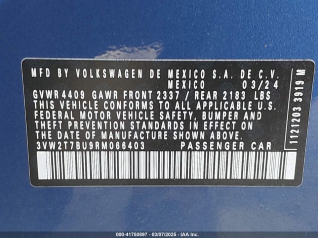 3VW2T7BU9RM066403 Volkswagen Jetta Gli 2.0t Autobahn