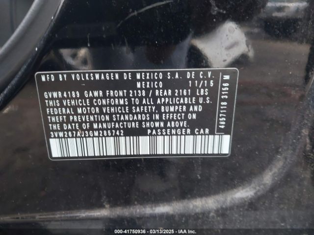 3VW267AJ3GM285742 Volkswagen Jetta 1.4t S