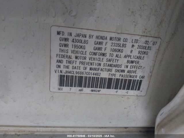 2007 ACURA TSX JH4CL96867C014482 Photo 8