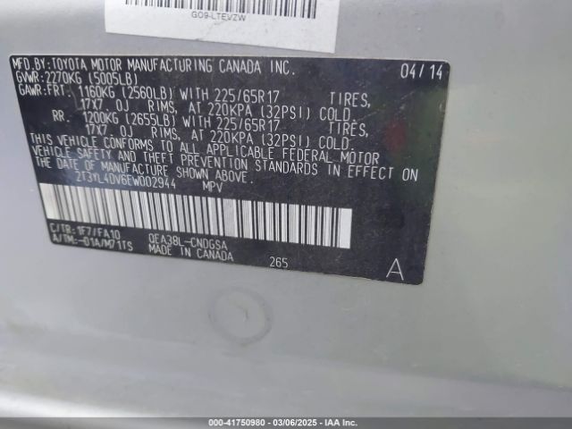 2014 TOYOTA RAV4 EV 2T3YL4DV6EW002944 Photo 8