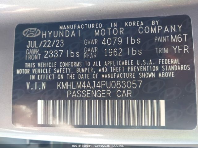 KMHLM4AJ4PU083057 Hyundai Elantra Hybrid Blue