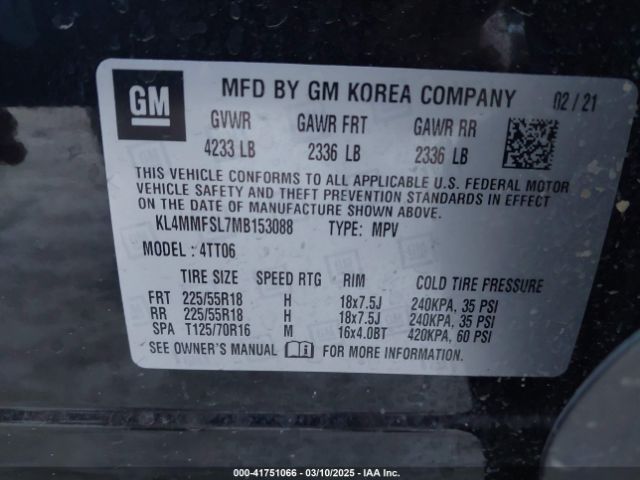 KL4MMFSL7MB153088 Buick Encore Gx Fwd Essence