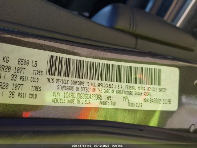 1C4RDJDG9GC433365 Dodge DURANGO LIMITED