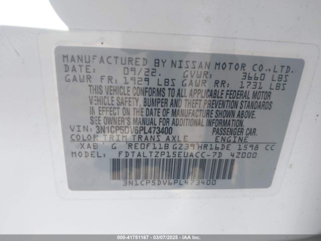 3N1CP5DV6PL473400 Nissan Kicks Sr Xtronic Cvt