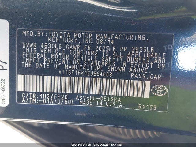 Toyota 2ar-fe 2014 4T1BF1FK1EU864668 Image 9