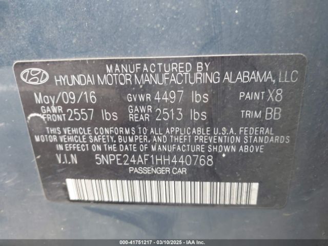 5NPE24AF1HH440768 Hyundai Sonata