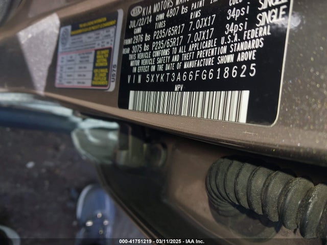 5XYKT3A66FG618625 KIA SORENTO LX