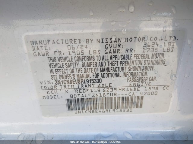 3N1CN8EV8RL915330 Nissan Versa 1.6 Sv