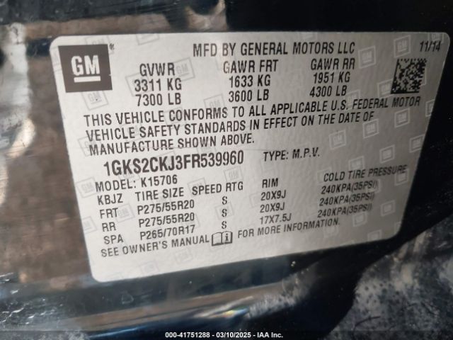 1GKS2CKJ3FR539960 GMC YUKON DENALI