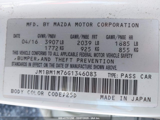 Mazda Mazda3 I Touring 2016 JM1BM1M76G1346083 Image 9