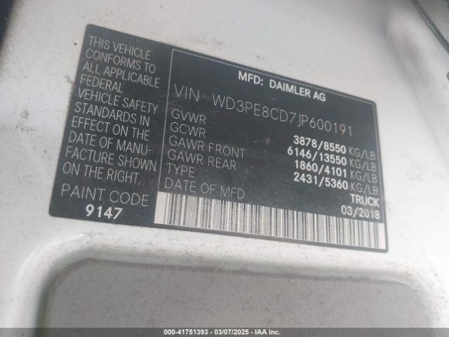 2018 MERCEDES-BENZ SPRINTER 2500 WD3PE8CD7JP600191 Photo 8