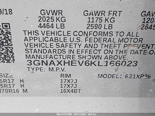 3GNAXHEV6KL166023 Chevrolet EQUINOX LS