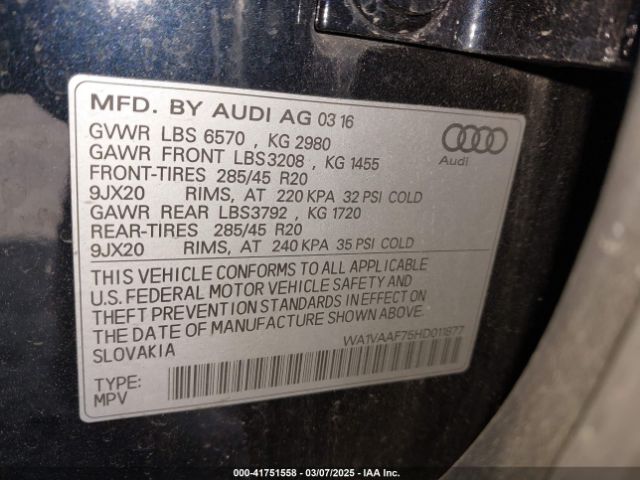 WA1VAAF75HD011877 Audi Q7 3.0t Premium