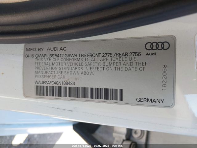 WAUFGAFC4GN188433 Audi A6 3.0t Premium Plus