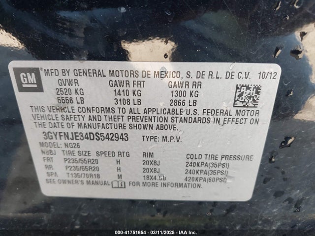 2013 CADILLAC SRX 3GYFNJE34DS542943 Photo 8