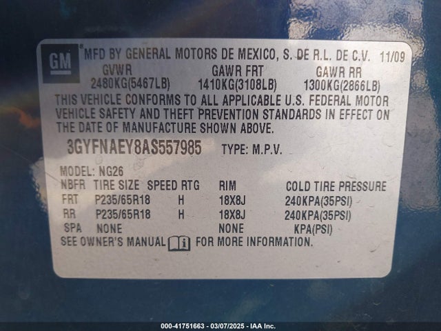 2010 CADILLAC SRX 3GYFNAEY8AS557985 Photo 8