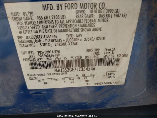 MAJ3S2GE7LC354546 Ford Ecosport Se