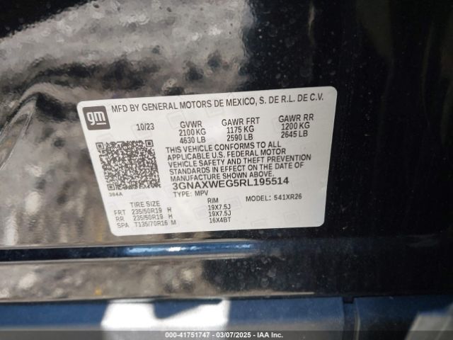 3GNAXWEG5RL195514 Chevrolet Equinox Awd Rs