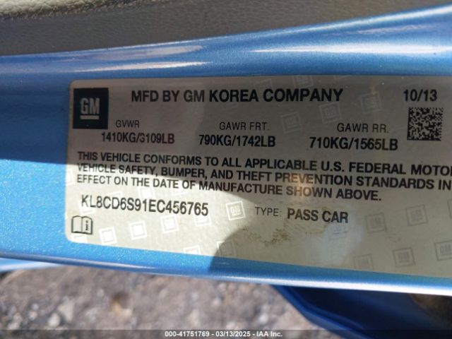 KL8CD6S91EC456765 Chevrolet Spark 1lt Auto