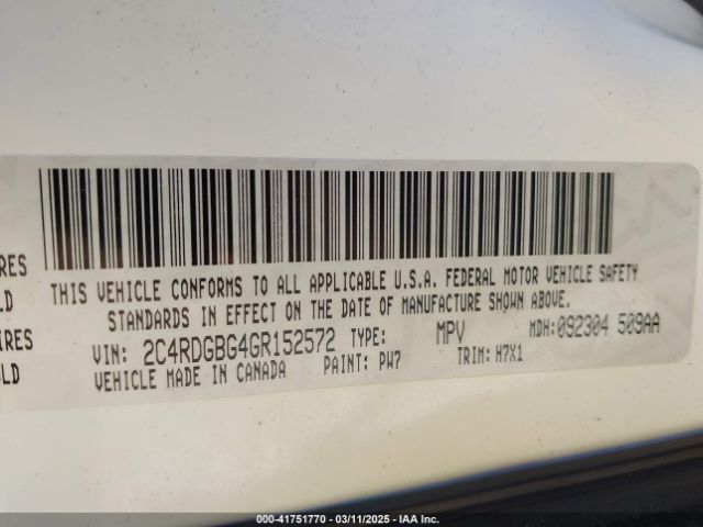 2C4RDGBG4GR152572 Dodge Grand Caravan Se