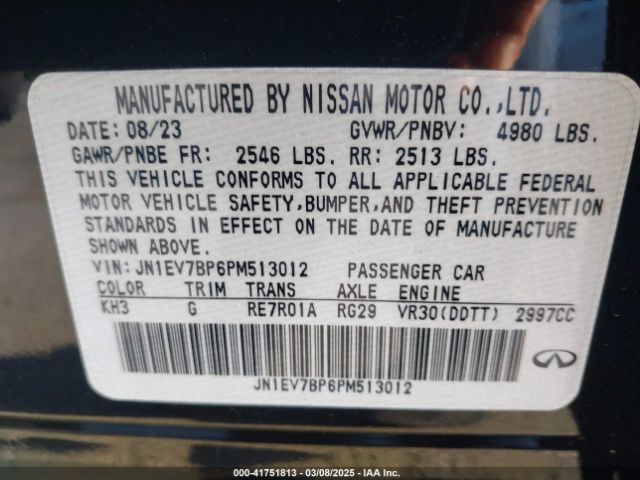 JN1EV7BP6PM513012 Infiniti Q50 LUXE