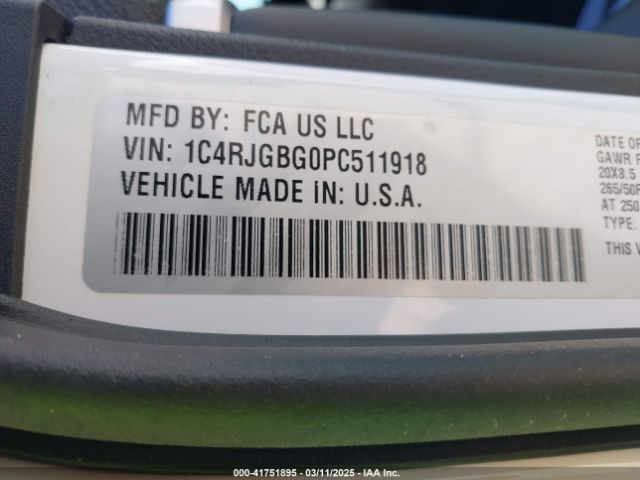1C4RJGBG0PC511918 Jeep Grand Cherokee Limited 4x2