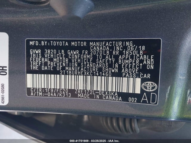 Toyota COROLLA SE 2019 2T1BURHEXKC141460 Image 9