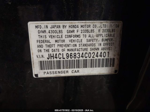 2004 ACURA TSX JH4CL96834C024401 Photo 8