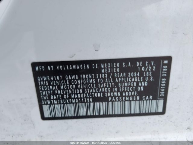 3VW7M7BUXPM011796 Volkswagen Jetta 1.5t Se